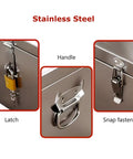 Beefy Stainless Steel Parts Organizer Box With Smooth Close Hydraulic Lid, Rugged Toolbox For Workshop, Durable Metal Case For Tools And Components Perfect For Home Shop Garage And Industrial Use Keeps Hardware Organized And Secure. Latch close-up