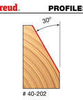 Diagram illustrating the 30° bevel angle of a 1-11/32 Inch Chamfer Router Bit With 1/4 Inch Shank, suitable for precision edge bevels.