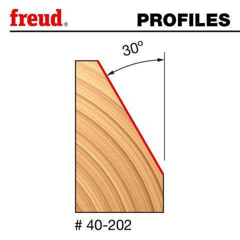 Diagram illustrating the 30° bevel angle of a 1-11/32 Inch Chamfer Router Bit With 1/4 Inch Shank, suitable for precision edge bevels.