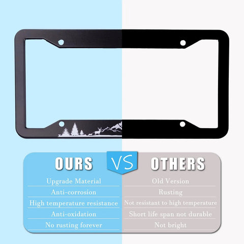 Two Pack Universal Car License Plate Frames With Screws For US Plates Weatherproof comparison image.