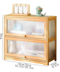 2 Tier Desktop Bookshelf With Transparent Flip Up Door Space Saving Storage Rack For Living Room Home Office And Study