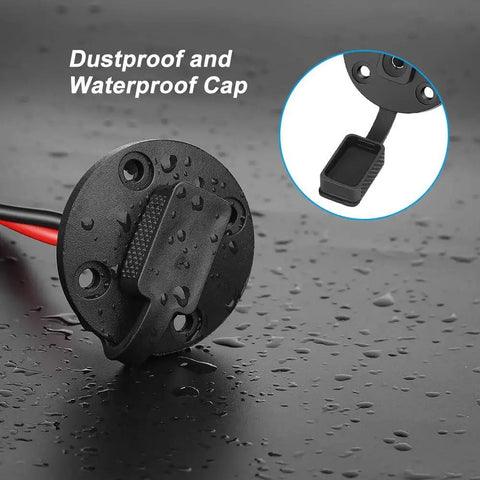 Beefy Weatherproof SAE Connector Power Cable Set 12AWG Extension Sidewall Port Flush Mount with waterproof cap