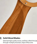 YPDJVLTI 106-132cm Ceiling Fans Lights LED Fandelier solid wood blades showcasing natural finish and large airflow area.