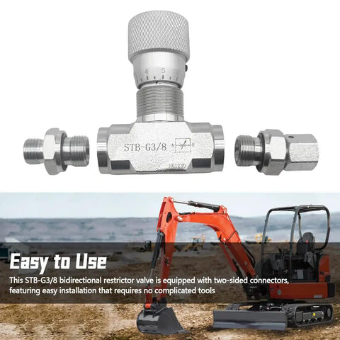 Hydraulic Flow Control Valve For Mini Excavator 1-2 Ton STB-G3/8 Bidirectional Restrictor With Two Sided Connectors