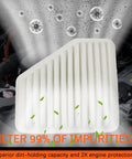 Engine Air Filter Fits Toyota Camry V6 2007 2011, RAV4 2006 2012, close-up of filter capturing impurities for improved performance