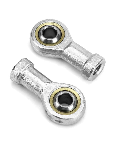 8mm Rod End Bearing Set 10 Pcs M8x1.25 Female Right Hand Thread Self Lubricating Articulated Bearings With Bronze Seat Ring And Hardened Chrome Plated Ball Built Tough For Linkages, two silver rod ends