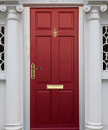 Solid Brass Mail Slot With Interior Back Plate 13 In By 3.625 In Polished Brass Finish 1 Pack on red door