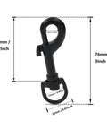 Built Tough Swivel Bolt Snap Hooks With D Ring Ends Rock Solid Lobster Claw Trigger Clips For Handbags Purses Knitting And Leatherwork Matte Black size 76mm with measurements