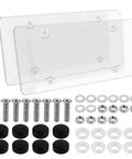 2-Pack Clear License Plate Covers with Screws and Caps, 12.2 x 6.3 Inches, Universal Fit for RVs, Sedans, and SUVs, Crack-Resistant ABS