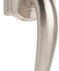 Camelot Front Entry Handleset With Left Handed Flair Lever In Satin Nickel Finish, Lower Half Grip, vertical view