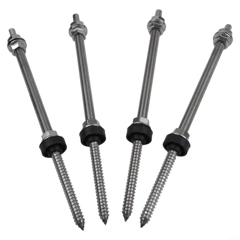 Top Notch M10 Hanger Bolts Kit With Epdm Seal Locking Nut And A2 Adapter For Rock Solid Solar Roof Mounting waterproof steel bolts with EPDM washers.