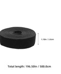 Reusable Black Polyester Cable Ties For Desk Wire Management Heavy Duty Cord Straps For Computer Setup Electronic Organizer in roll, 196.50in length.