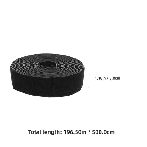 Reusable Black Polyester Cable Ties For Desk Wire Management Heavy Duty Cord Straps For Computer Setup Electronic Organizer in roll, 196.50in length.