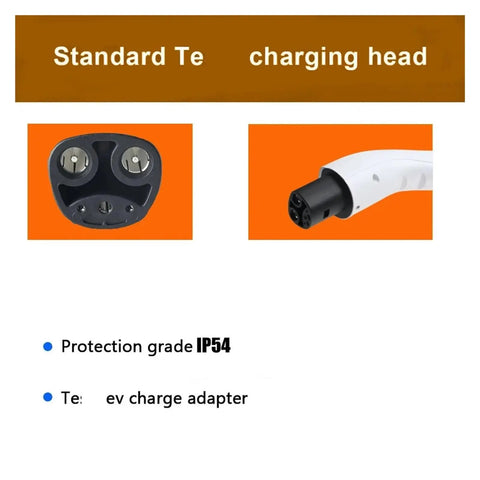 Plug And Play Portable 3.5Kw 7Kw EV Charger Nacs Socket Evse Fast Charging Cable With Cee Plug IP67 Waterproof Heavy Duty Electric Vehicle Adapter For Weekend Warriors showing charging head with IP54 rating.