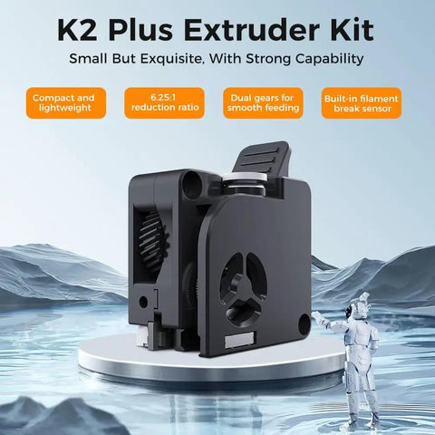 K2 Plus Extruder Kit With Dual Gears For Smooth Feeding Built In Filament Break Sensor, black compact 3D printer feeder