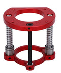Router Lift Base With Two Jaw Clamping For Dead On Height Adjustments Of Trimming Machines, Fits 64 To 66 Millimeter Diameter Motors, 70 Mm Stroke, Includes Crank Handle, Woodworking Table Insert Plate, red aluminum