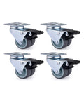 Pack Of 4 2-Inch Flat Double-Row Swivel Casters With Brakes Rubber Silent Wheels for furniture and light industrial carts