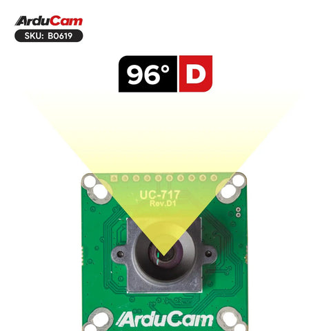Global Shutter Raspberry Pi Camera Module With 1.58MP IMX296 Sensor, 96 degree M12 lens, close-up view