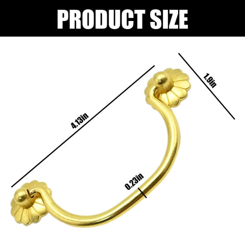6 Piece Brass Cabinet Pulls Vintage Gold Handle With 80mm Hole Centers Traditional Bail Style Hardware Size Dimensions