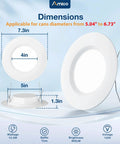 Top Shelf Four Pack Led Recessed Downlights Bring Smooth Dimmable Glow And Easy Color Temp Swaps Dead Simple Retrofit Fit For Standard Five Inch Can Housing Covers dimensions illustration showing sizes 4in to 7.3in.