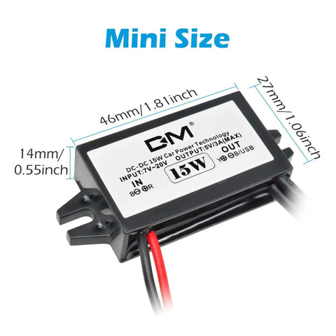 Two Pack 12V To 5V USB Buck Converter Module With Dual USB Ports For Car Power Golf Carts Scooters Motors And DIY Projects 3A 15W