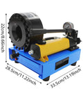 Heavy Duty Hydraulic Hose Crimping Tool Kit With Eight Precision Dies Manual Handheld High Pressure Crimper Machine For Automotive Repairs with gauge on blue base.
