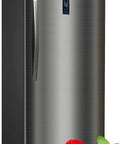Heavy Duty Stainless Steel Upright Freezer Frost Free With LED Display And Rapid Cool For Garages Or Kitchens 21 Cu Ft, shown with ice cubes.