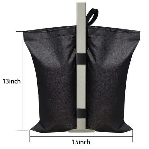 130 Lbs 4 Pack Universal Canopy Weights With Reinforced Double Pockets, wind protection, 13x15 inch black sandbag on tent leg