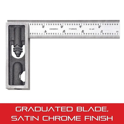 Inch Reading Double Square With Hardened Blade For Machinists And Toolmakers, 6 Inch Blade, 4R Graduation, steel construction