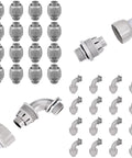 32 Pack Three Quarter Inch Liquid Tight NPT Non Metallic PVC Conduit Fittings with 90 Degree and 180 Degree Nylon Connectors UL Listed