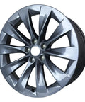 Refurbished 20 By 9 5 Rear Wheel For Tesla Model X Slipstream Design charcoal finish alloy wheel, angled view, ideal for easy garage swaps.