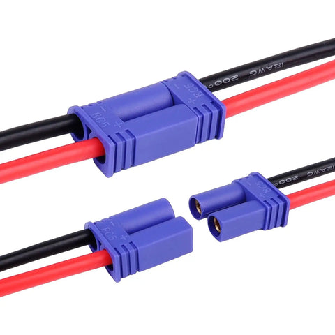 EC5 Battery Connector Set Dope High Current 12 AWG Silicone Wire with 2 male and 2 female connectors for RC vehicles.