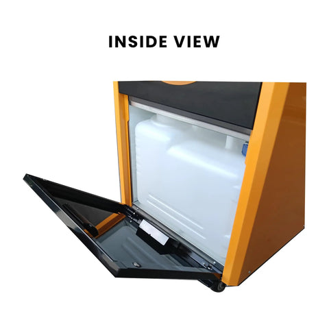 Inside view of the Straight Up Powerhouse Dual Hose Portable Air Conditioner And Commercial Grade Heater showing water tank.