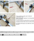 Builder Grade Aluminum Alloy Miter Bar For Table Saw Featuring Dead Sure Alignment With Smooth Adjustable Sliders And Rock Solid Fit For Serious Woodworkers Mastering Custom Miter Jigs Daily on a woodworking table showing adjustable sliders.