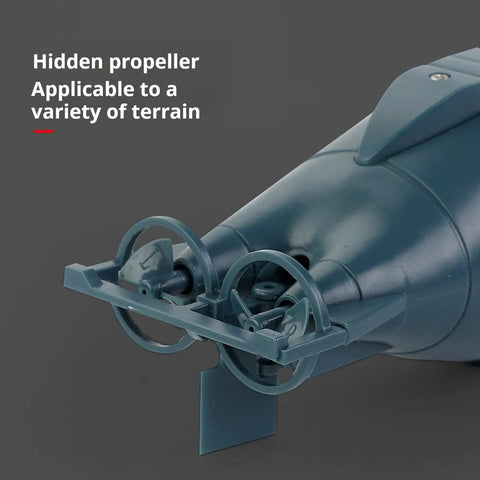 Close-up of Mini Remote Control Nuclear Submarine RC Boat High Speed Waterproof Submersible tail propeller design