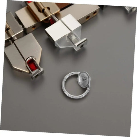 Ten Pack Silver Metal Ring Drawer Pulls With Single Hole Vintage Style Drop Ring Knobs For Dressers And Cupboards Built To Last Durable Cabinet Handles Great Diy Upgrade For Furniture Hardware Accessories shown with metal components on gray surface.