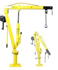 Heavy Duty Hydraulic Engine Hoist With Foldable Cherry Picker Frame, 2000 Lb Capacity, side view showing telescoping boom and hook.