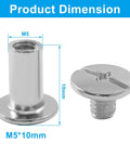 Straight Up Solid Chicago Screws 30 Pack M5 X 10mm Phillips Head Binding Rivets In Clean Silver Finish dimensions and details.
