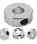 Heavy Duty Aluminum Alloy Double Split Clamp Collar That Crushes It For 13 To 30mm Shafts With Solid Holding Power And Shiny Anodized Finish Ideal For All Industry Applications And Auto Jobs Plus Low Axial Load Work Without Breaking A Sweat. silver aluminum double split clamp collar for 13-30mm shaft with set screw