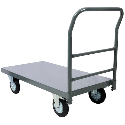 Heavy Duty Platform Truck Workhorse Dolly Cart With Wheels 24x48 Inch Flatbed Hand Truck Steel Deck 2000 Lb Capacity For Moving In Warehouse Garage Or Home Use, side view