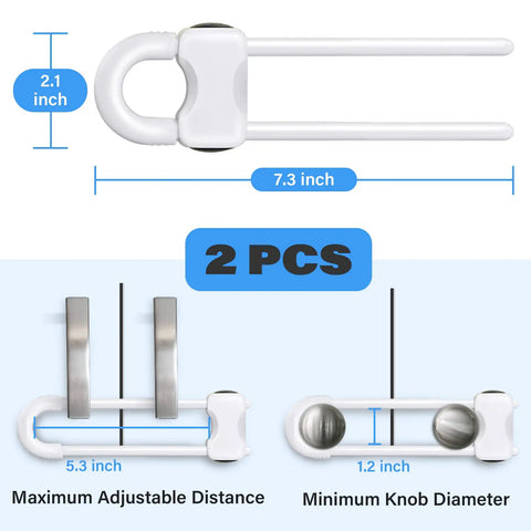 Kid Proof Cabinet Locks For Babies U Shaped Child Safety Latches Adjustable Tool Free Install Pack Of 2 For Cabinets And Drawers