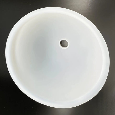 Top view of white flexible Overhead Drilling Dust Bowl Silicone Dust Cover For Ceiling Light Install No Mess Cleanup