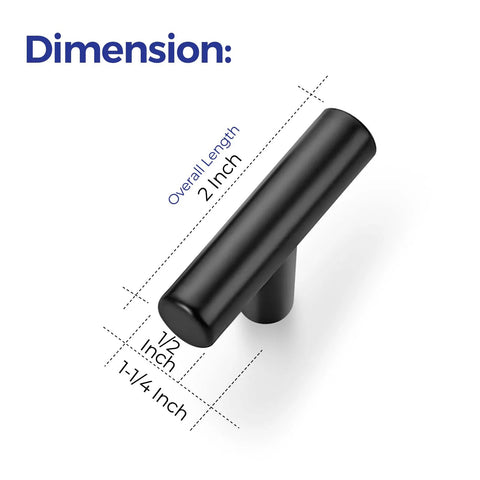 10 Pack 2 Inch Matte Black Stainless Steel Cabinet Pulls For Kitchen Drawers Cupboards Modern Handles dimensions display