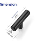2 Inch Cabinet Pulls Stainless Steel Matte Black Kitchen Cabinet Hardware 25 Pack For Cupboards And Furniture Modern Sleek Handles With Easy Mount And Durable Rust Resistant Design, showing overall dimensions