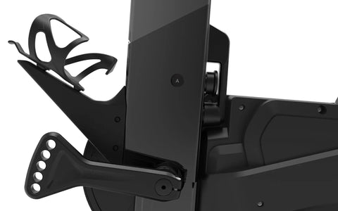 Close-up of pedal and frame details on KICKR Bike Pro Indoor Trainer With Realistic Flywheel Resistance And Integrated Motor Delivers True Gradient Feel Smooth Gear Changes And Crushes Hills For Serious Cyclists
