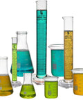 Beaker, Flask, And Graduated Cylinder Set In 3.3 Borosilicate Glass, Heavy Duty Lab Glassware Kit, 9 Pieces, ASTM E960 Type I