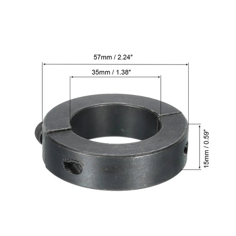 1.38 Inch Bore Double Split Shaft Collar Built Tough Carbon Steel Clamping Collar With Set Screw Black No Slip Locking Stop For Motors Drive Shafts CNC Machines And Industrial Automation, 35mm ID, 15mm thick