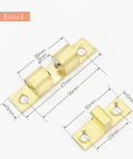 Adjustable Double Ball Cabinet Door Catch Roller Latch For Small Cabinet Doors with dimensions and copper finish