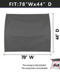 Navy Blue Canopy Replacement Fabric For Outdoor Patio Swing 78x44 inches, fits 2 to 3 person swing, top view, dimensions shown
