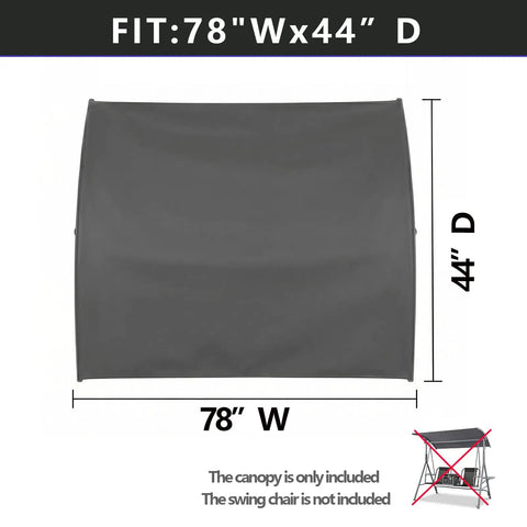 Navy Blue Canopy Replacement Fabric For Outdoor Patio Swing 78x44 inches, fits 2 to 3 person swing, top view, dimensions shown
